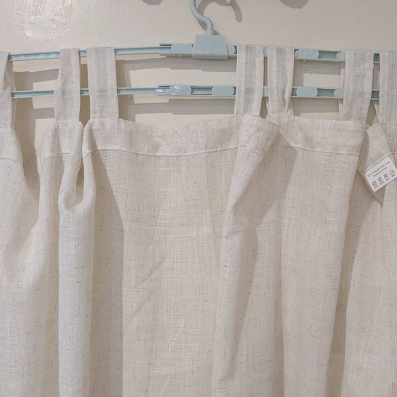 Koufall Tab Top Linen Blend in Natural Tan Color Curtains 51 x 62 - Picture 3 of 15